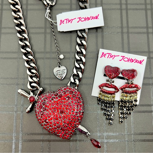 Betsey Johnson 'Glampire' Red Heart/Dagger Necklace Heart
